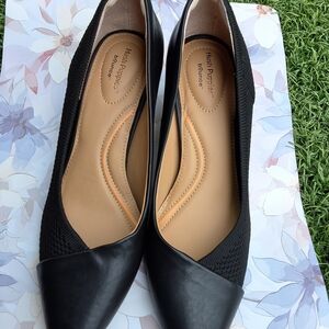 Hush Puppies Gilly Pump Black Knit Pointed Toe Kitten Heel Size 8 NEW